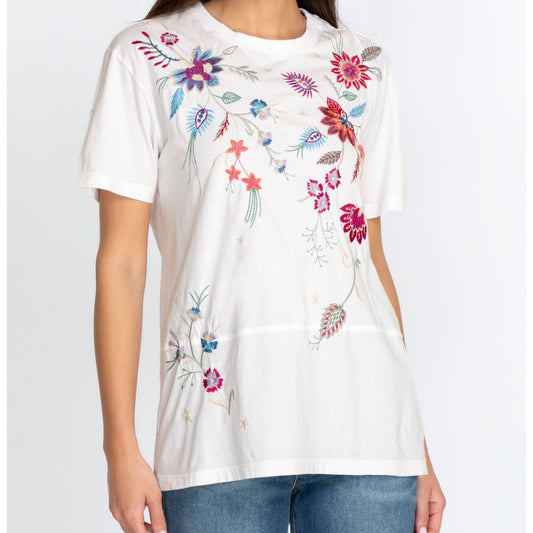 Phoebe Short Sleeve Seamed Relaxed Tee - White