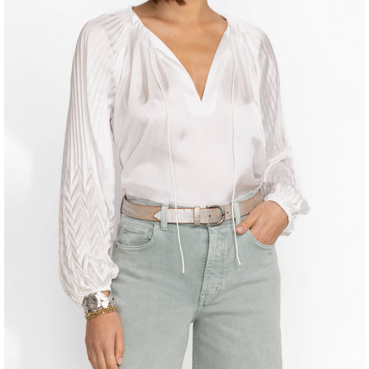 Gemma Pleated Blouse - White