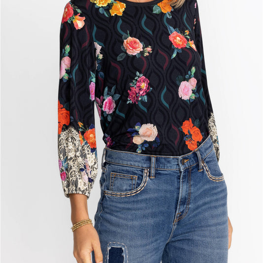 Rose Lace Puff Sleeve Top - Rose Lace