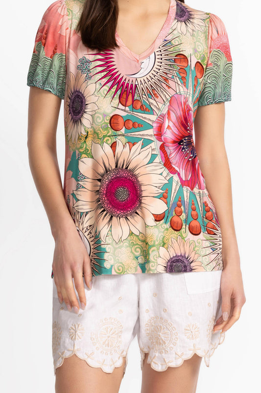 The Janie Favorite V-Neck Puff Sleeve Tee - Emily