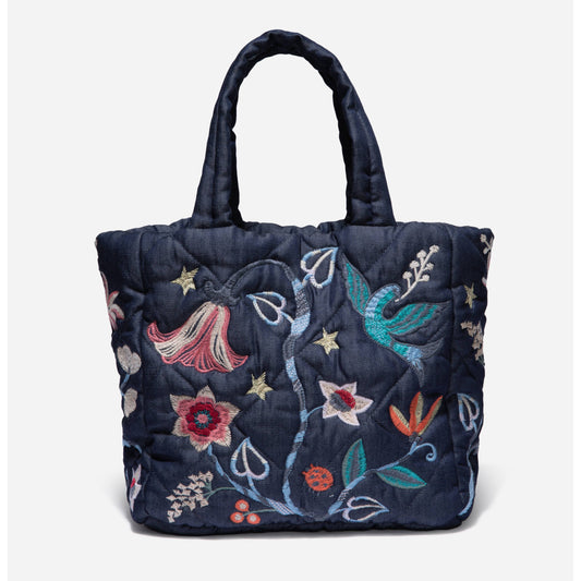 Viola Denim Quilted Tote Bag - Denim Blue