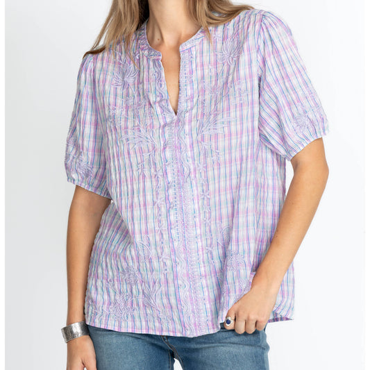 Malo Puff Sleeve Blouse - Plaid