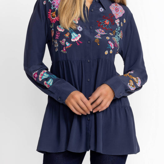 Alesa Tiered Shirt Tunic - Blue Night